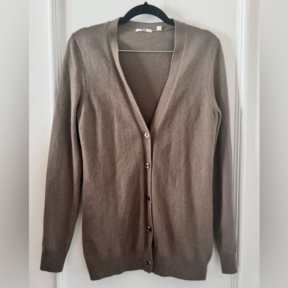 Uniqlo Mocha Cashmere V-neck Cardigan - Picture 1 of 8